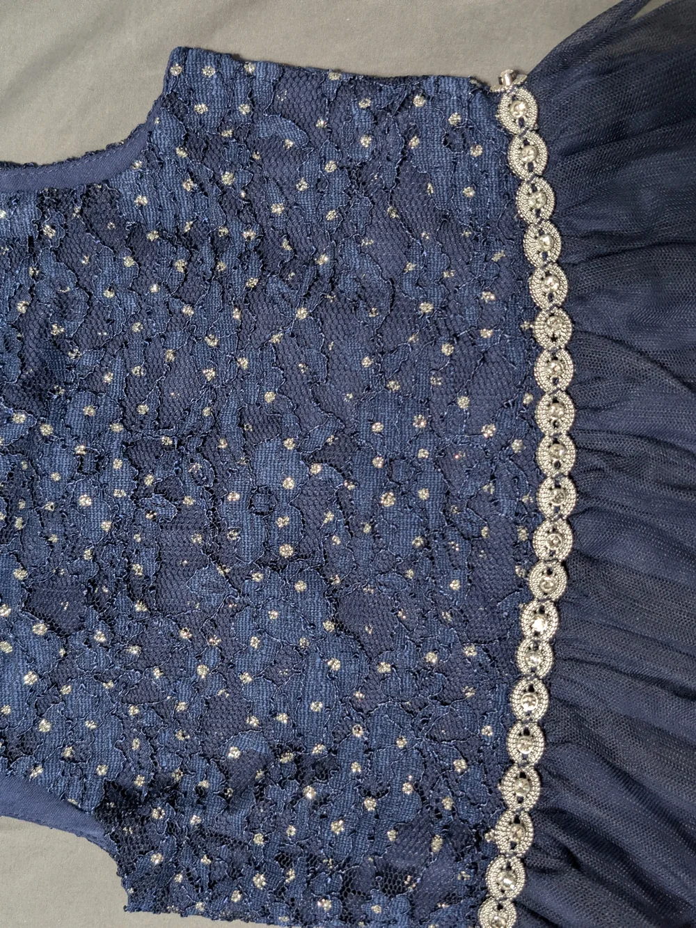 Speechless Kids Navy Lace Dress with Sparkle Accents